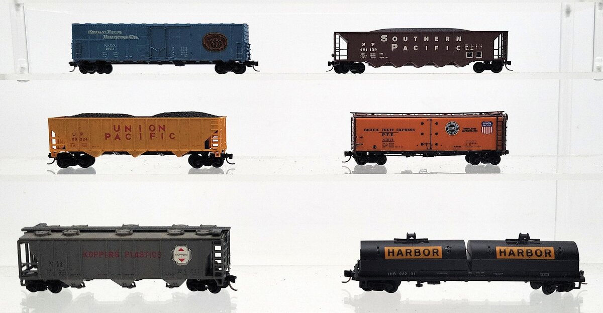 Con-Cor, Bachmann, Unimate, & Other N Scale Assorted Freight Cars [6] VG