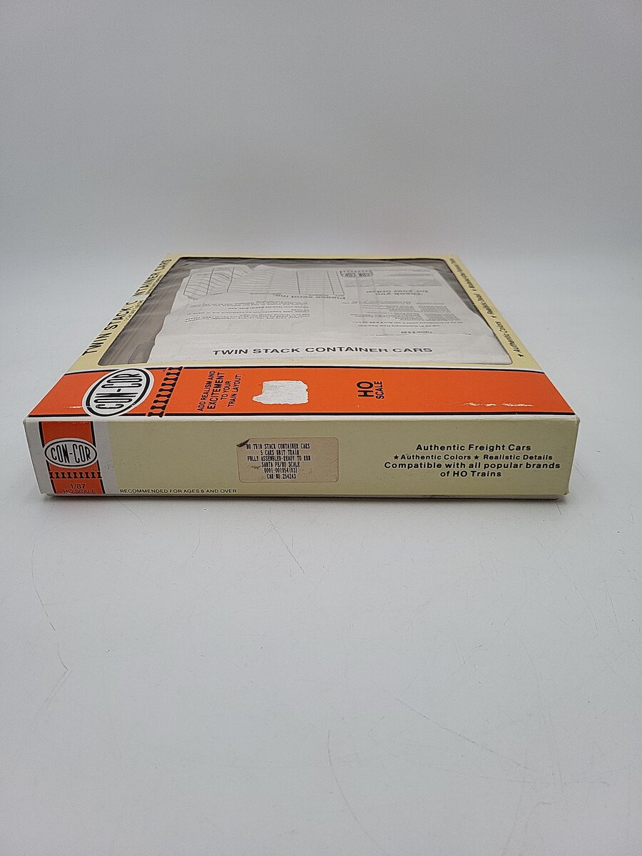 Con-Cor 0001-001954 HO Scale Santa Fe Tin Stack Container Cars (Set of 5) VG/Box