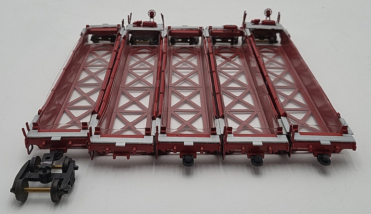 Con-Cor 0001-001954 HO Scale Santa Fe Tin Stack Container Cars (Set of 5) VG/Box