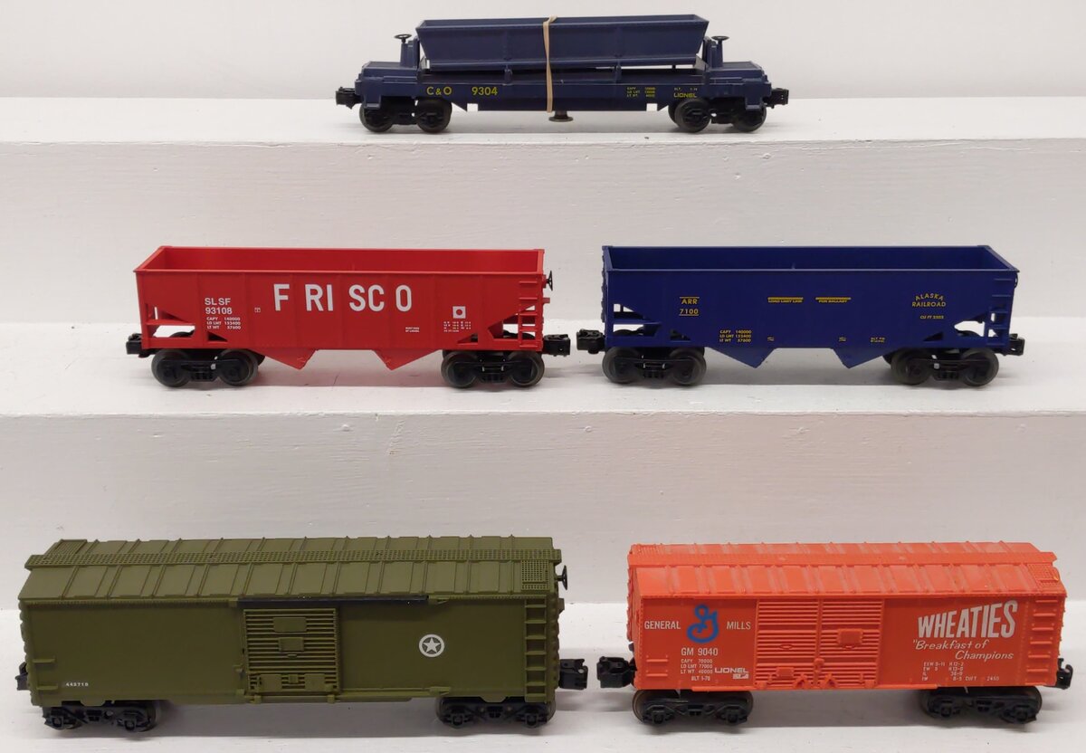 Lionel O Gauge Assorted Freight Cars 6-9304, 6-9040, 6-7100, 442715, 93108 [5] VG