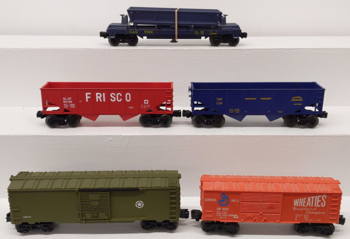 Lionel O Gauge Assorted Freight Cars 6-9304, 6-9040, 6-7100, 442715, 93108 [5] VG