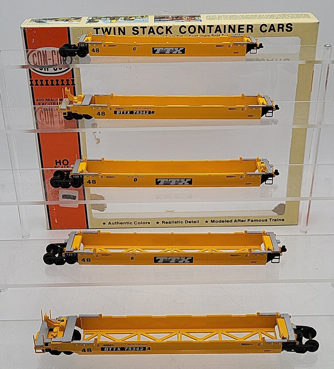 Con-Cor 0001-001951 HO TTX Twin Stack Container Car 5-Pack VG/Box