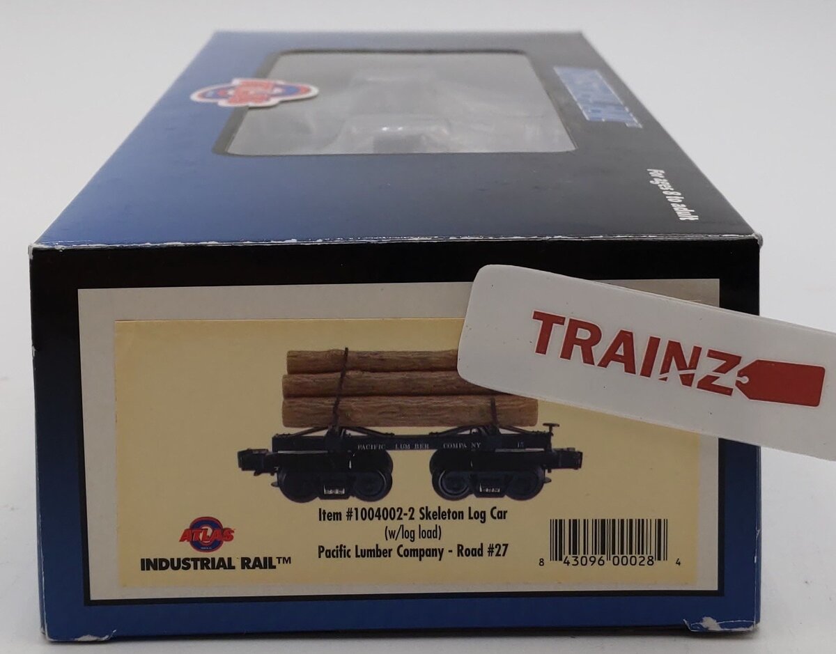 Atlas 1004002-2 O Scale Skelton Log Car Pacific Lumber Company w/ Log Load NIB