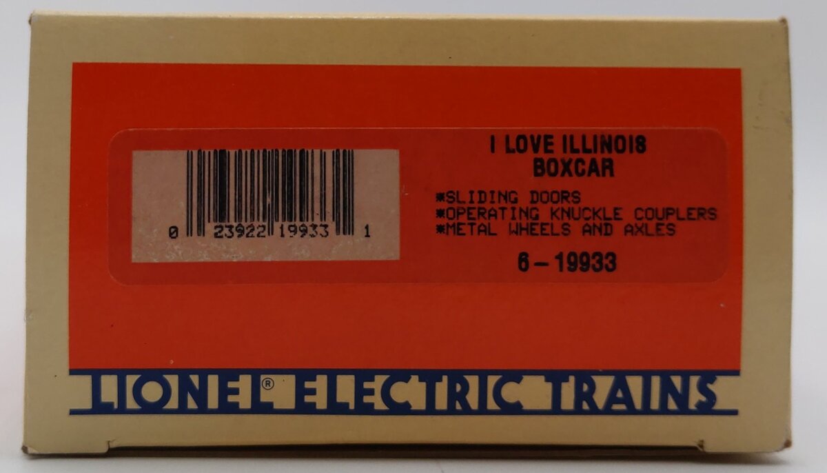 Lionel 6-19933 O Gauge I Love Illinois Boxcar #19933 LN/Box