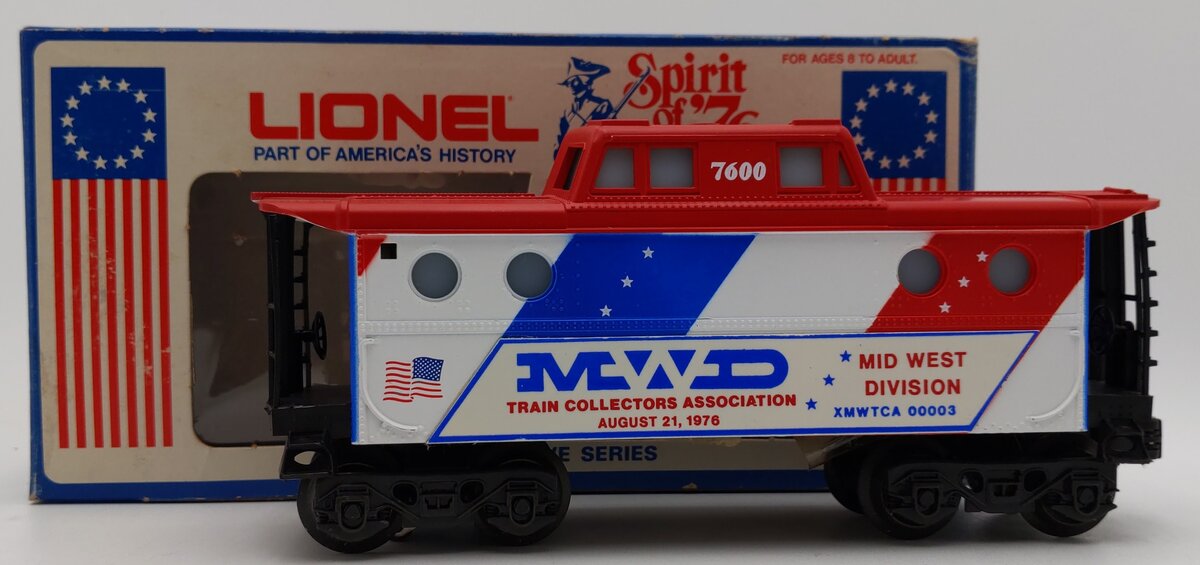 Lionel 6-7600 O Spirit of 76 Mid West Division Porthole Lighted Caboose #7600 LN/Box