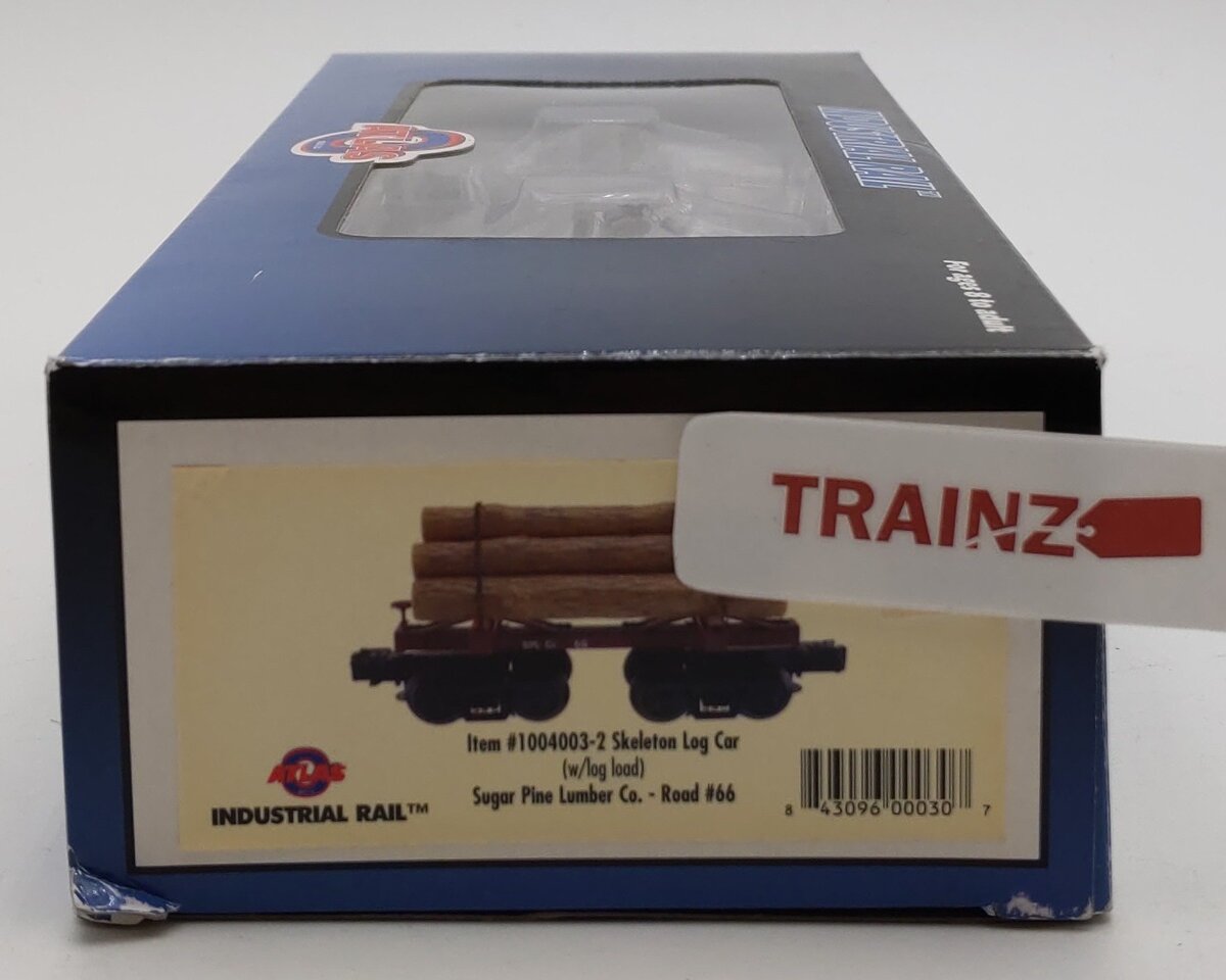 Atlas 1004003-2 O Gauge 3-Rail Sugar Pine Skeleton Log Car w/ Log Load #66 LN/Box