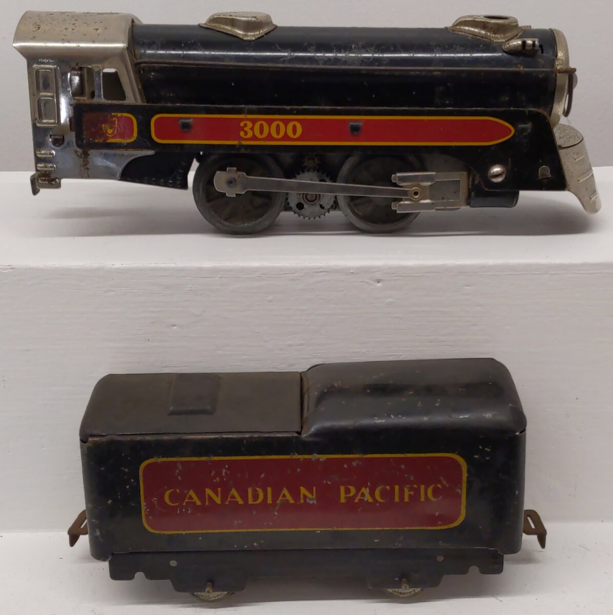Marx 397 Vintage O Gauge Canadian Pacific Steam Locomotive and Tender #3000 VG
