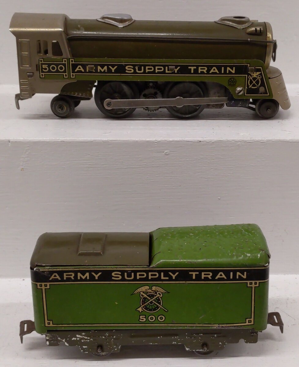 Marx 500 Vintage O Army Supply Train Steam Locomotive VG