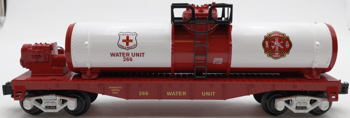 Lionel 6-26600 O Gauge American Fire and Rescue Flatcar w/Water Tank #266 EX/Box