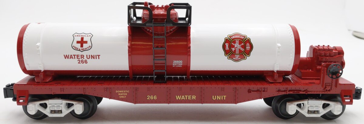 Lionel 6-26600 O Gauge American Fire and Rescue Flatcar w/Water Tank #266 EX/Box