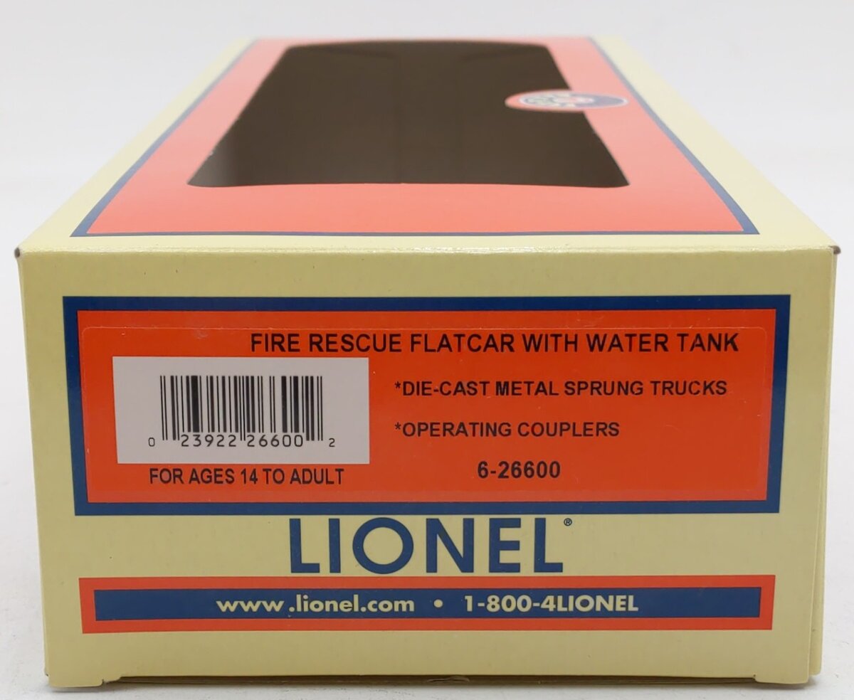 Lionel 6-26600 O Gauge American Fire and Rescue Flatcar w/Water Tank #266 EX/Box