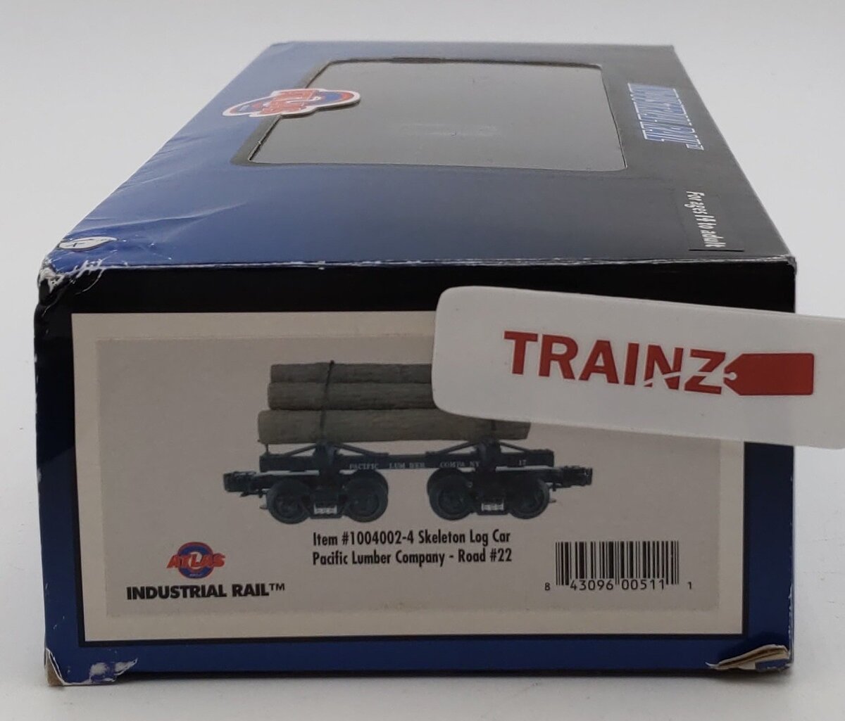 Atlas 1004002-4 O Scale Pacific Lumber Company Skeleton Log Car w/ Log Load #22 LN/Box