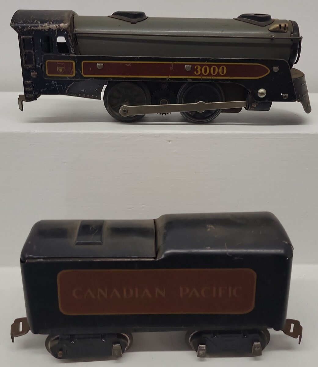 Marx 494 Vintage O Gauge Canadian Pacific Steam Locomotive and Tender #3000 VG