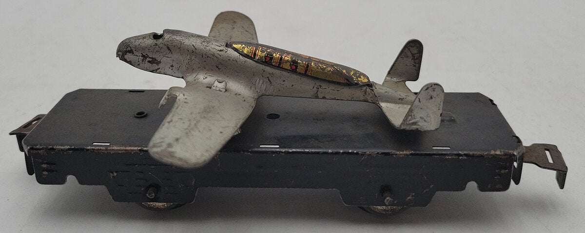 Marx O Gauge Army Supply Litho Flat Car w/Airplane VG