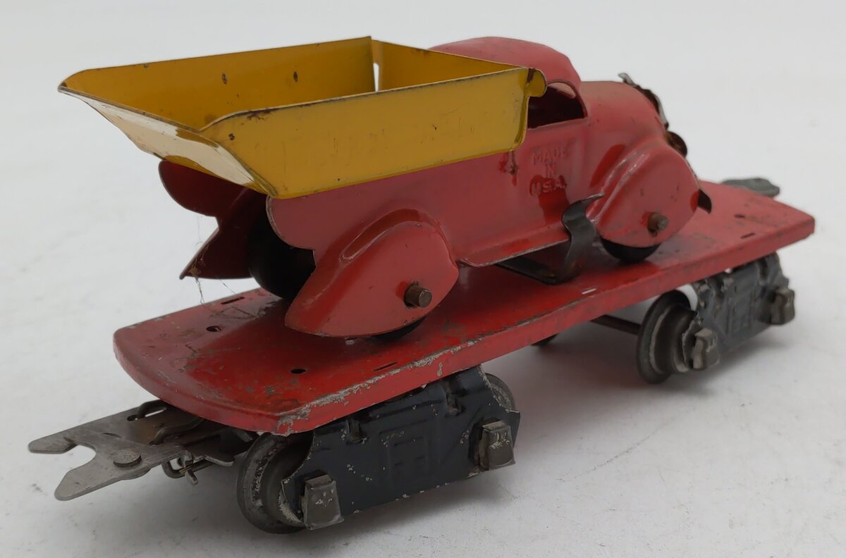 Marx O Vintage Flat Car w/ Side-Dump Truck VG