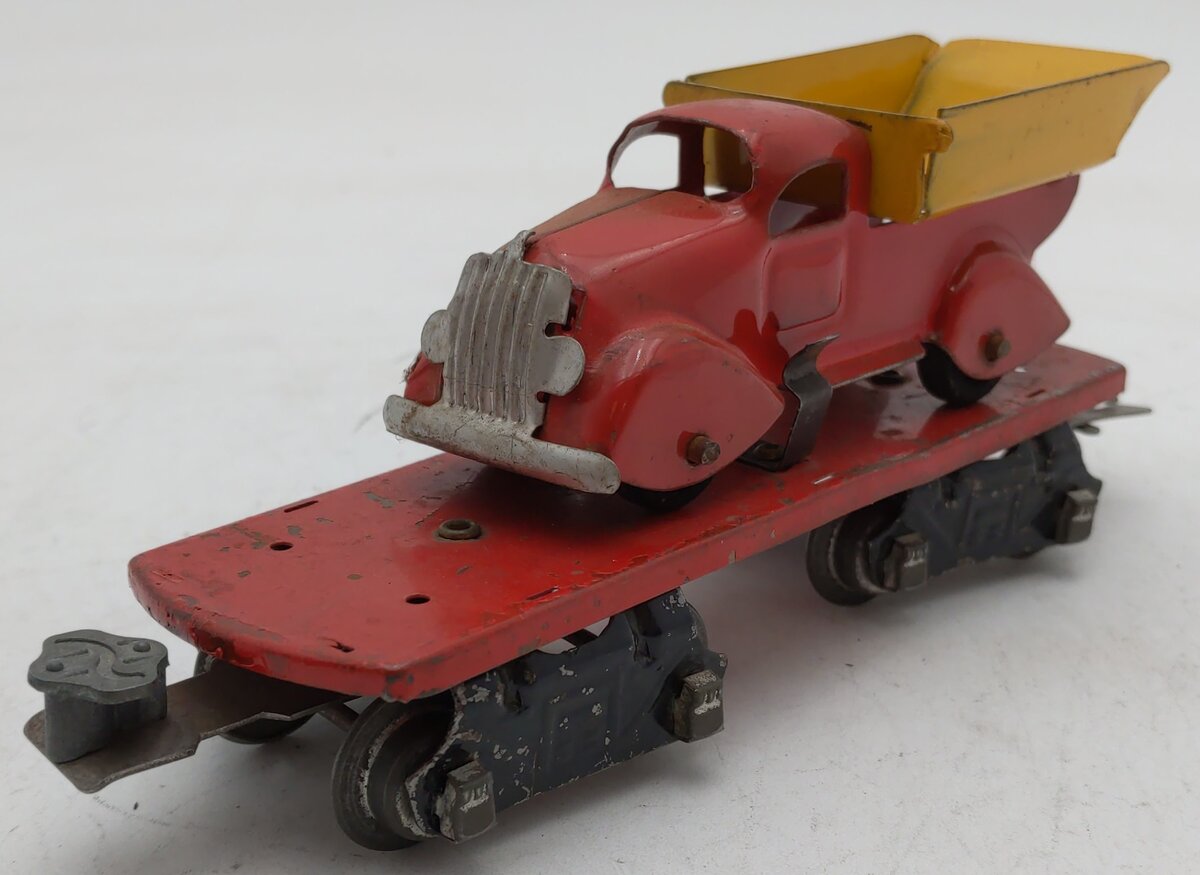 Marx O Vintage Flat Car w/ Side-Dump Truck VG