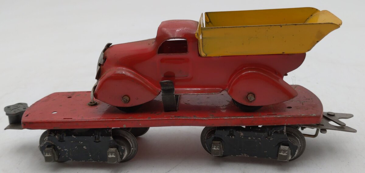 Marx O Vintage Flat Car w/ Side-Dump Truck VG