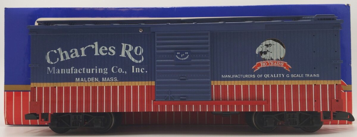 USA Trains 8889 G Scale Charles Ro Manufacturing Co 1st Anniversary Boxcar EX/Box