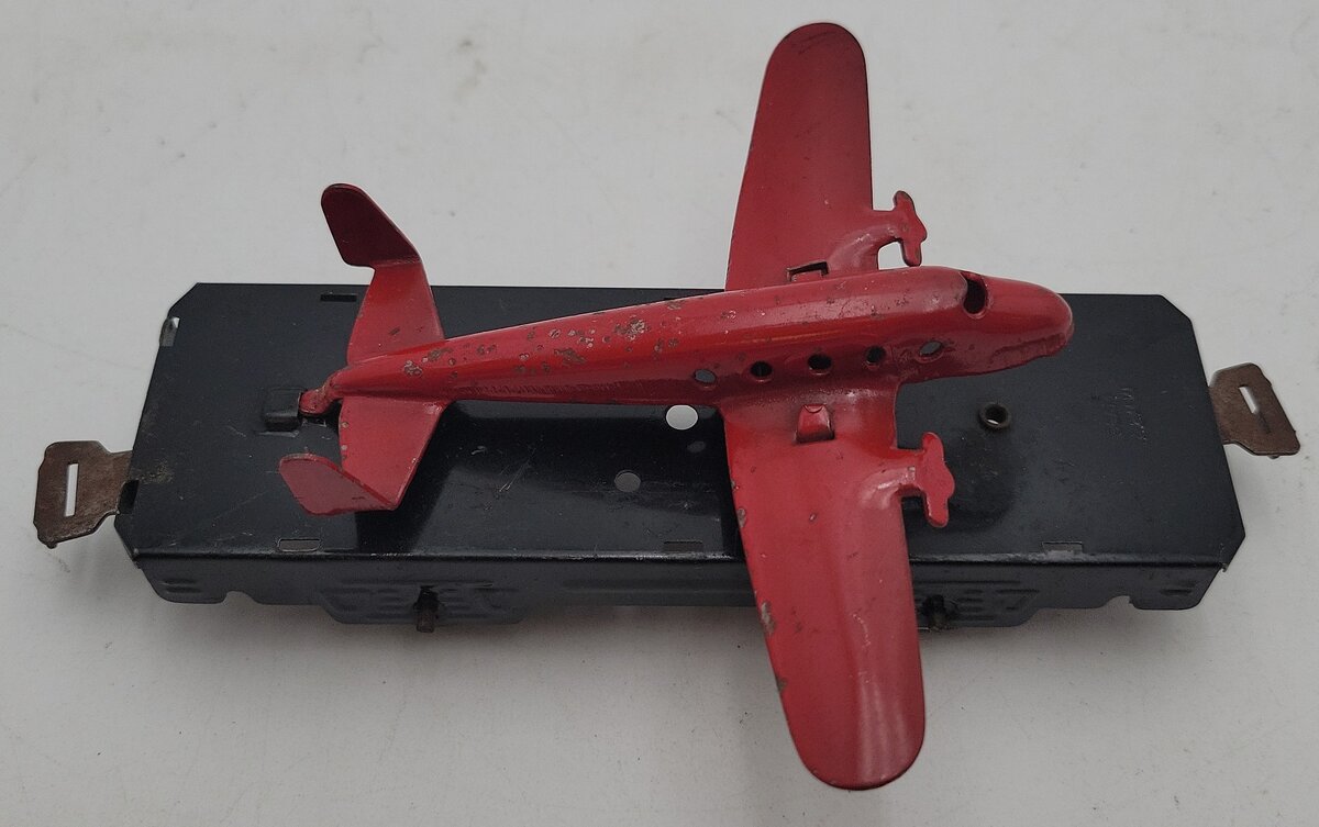 Marx O Gauge Litho Flat Car w/Airplane VG