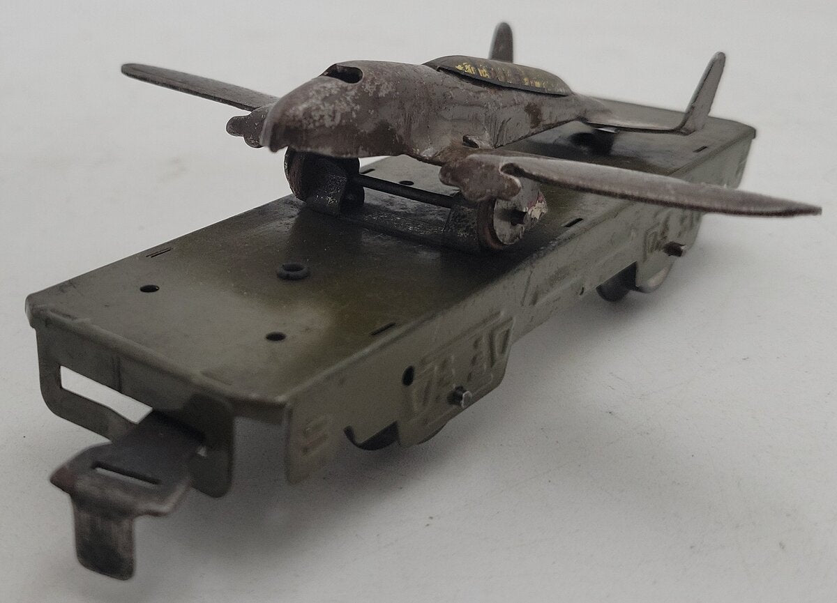 Marx O Gauge Army Supply Litho Flat Car w/Airplane VG
