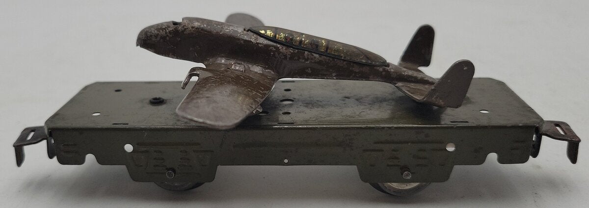 Marx O Gauge Army Supply Litho Flat Car w/Airplane VG