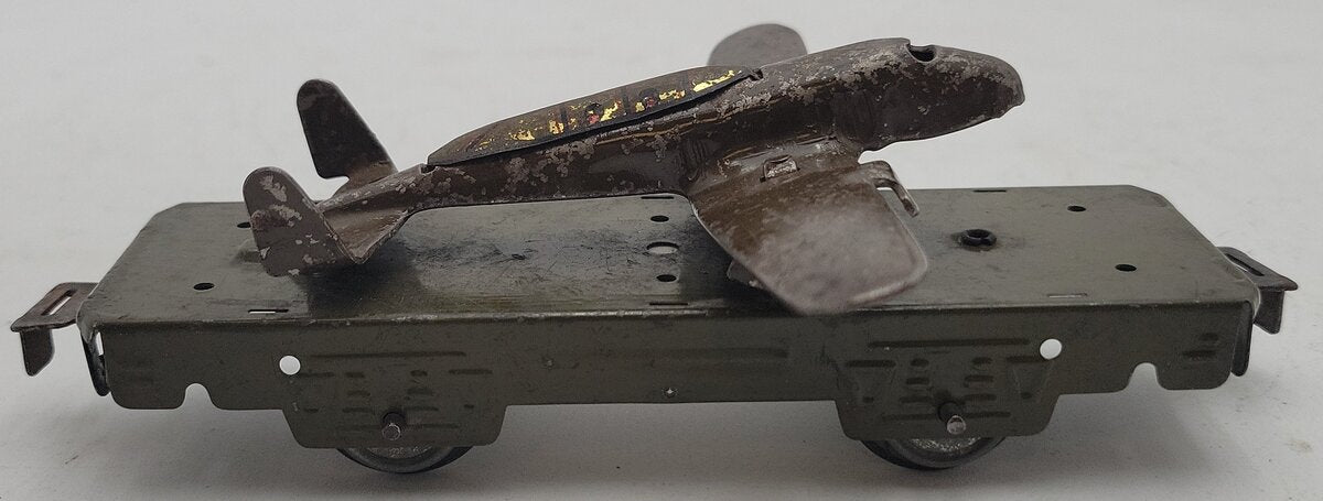 Marx O Gauge Army Supply Litho Flat Car w/Airplane VG
