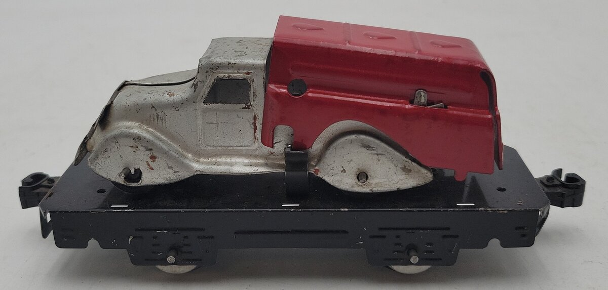 Marx O Gauge Vintage Flat Car w/ Tanker Truck VG