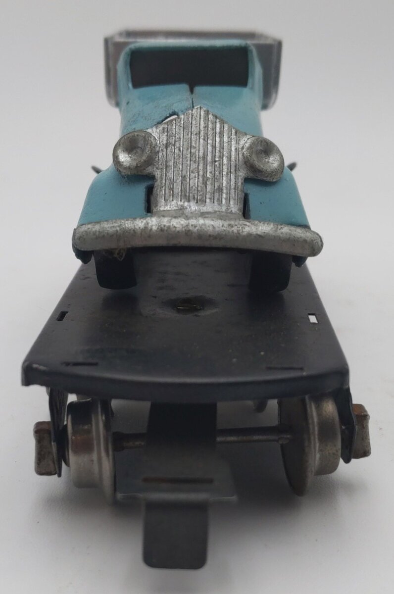 Marx 562 Vintage O Flatcar w/ Blue Dump with Gray Bed VG