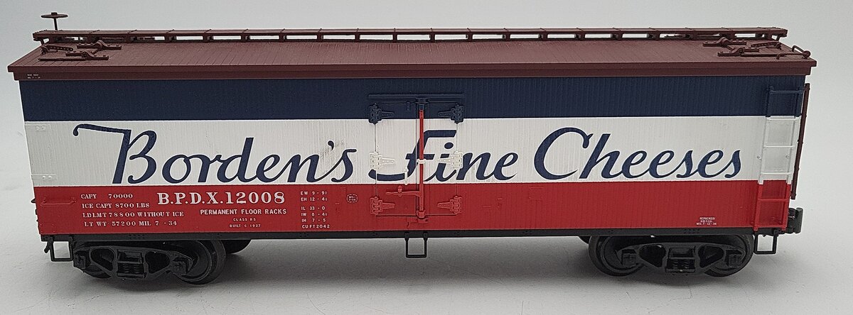 Atlas 8090A O Scale "Borden's Fine Cheese" 40' Wood Reefer #12008 (3-Rail) EX/Box