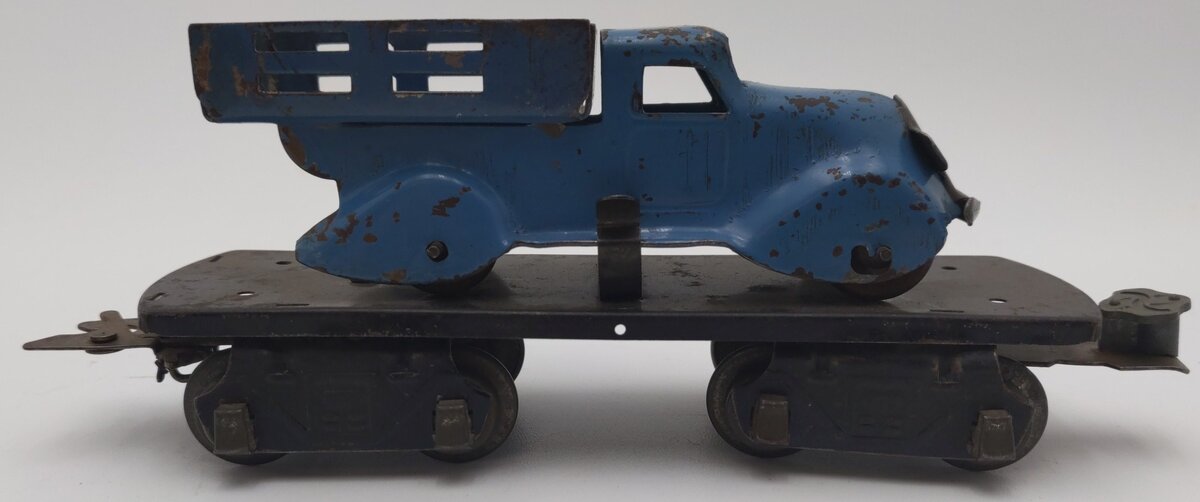 Marx 562 Vintage O Gauge Flatcar w/ Blue Dump Truck VG