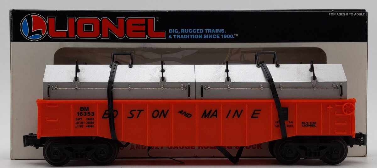 Lionel 6-16353 O Gauge Boston & Maine Gondola w/Coil Covers EX/Box