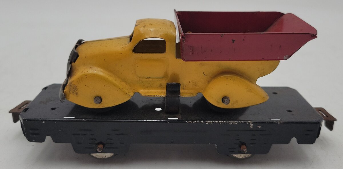 Marx O Gauge Vintage Flat Car w/ Dump Truck VG