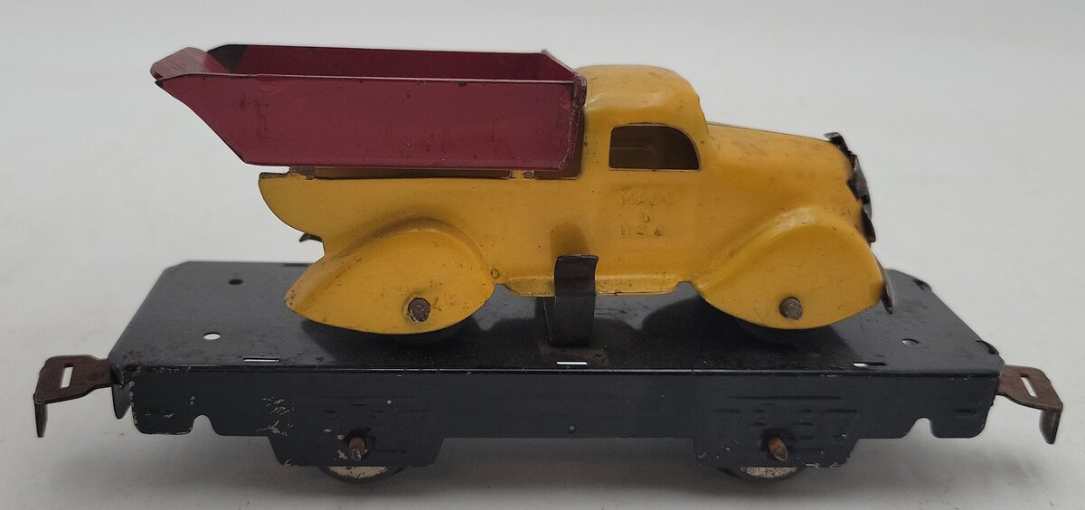 Marx O Gauge Vintage Flat Car w/ Dump Truck VG