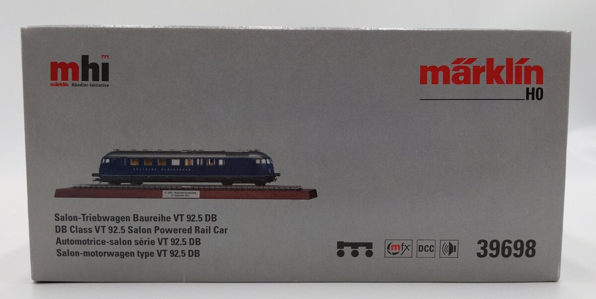 Marklin 39698 HO DB Class VT 92.5 Salon Powered Rail Car #VT 92 502 LN/Box