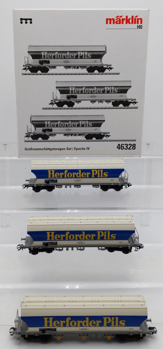 Marklin 46328 HO Scale Herforder Brewery High Capacity Covered Hopper 3-Car Set LN/Box