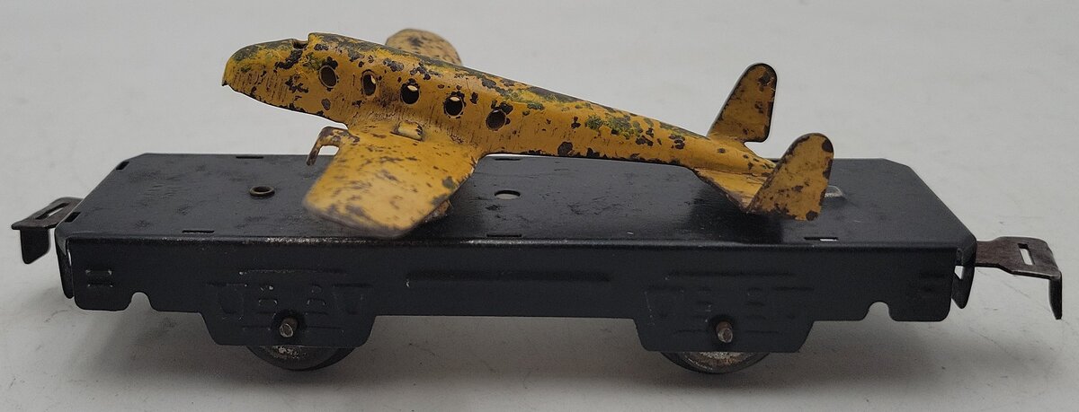 Marx O Gauge Vintage Litho Flat Car w/Airplane VG
