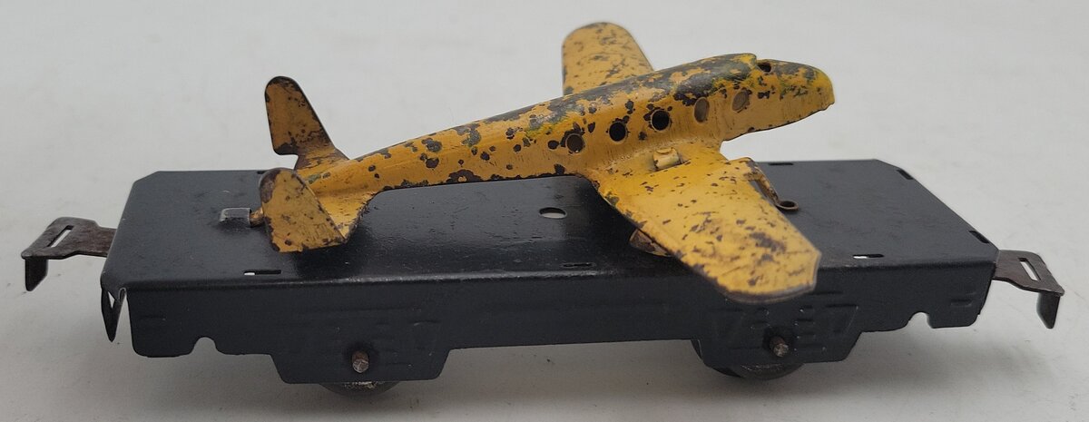Marx O Gauge Vintage Litho Flat Car w/Airplane VG