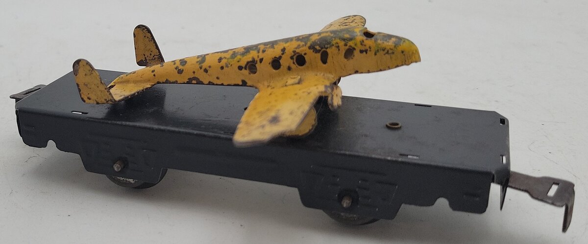 Marx O Gauge Vintage Litho Flat Car w/Airplane VG