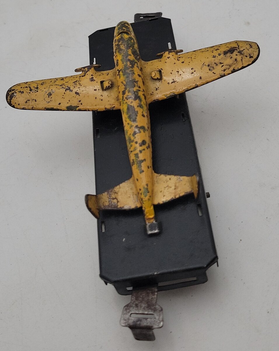 Marx O Gauge Vintage Litho Flat Car w/Airplane VG