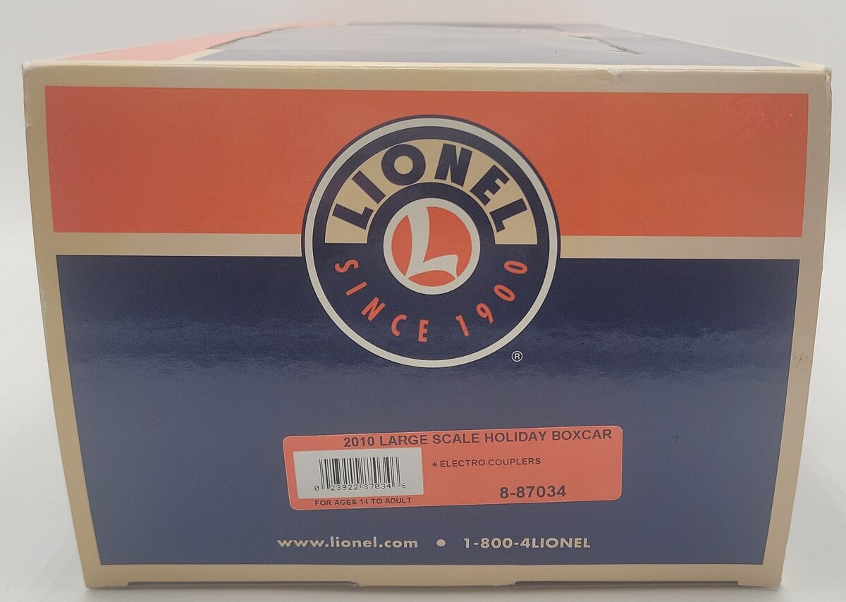 Lionel 8-87034 G Scale 2010 Holiday Boxcar EX/Box