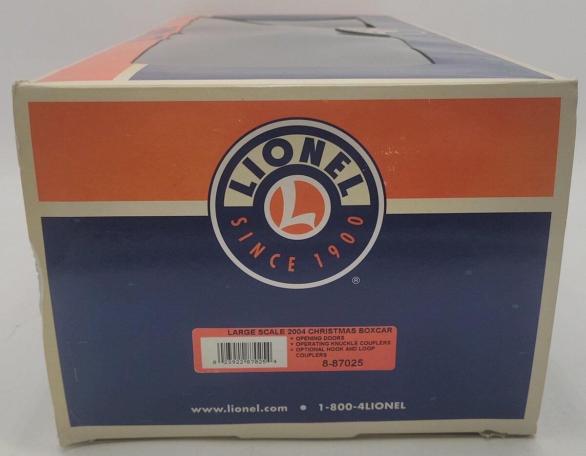 Lionel 8-87025 G Scale 2004 Christmas Boxcar EX/Box