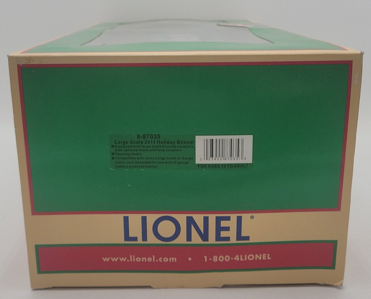 Lionel 8-87035 G Scale 2011 Happy Holidays Boxcar EX/Box