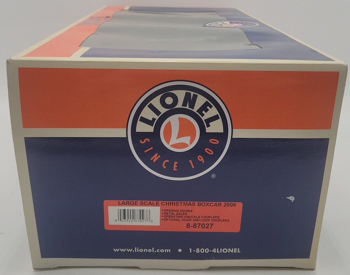 Lionel 8-87027 G Scale 2006 Christmas Boxcar EX/Box