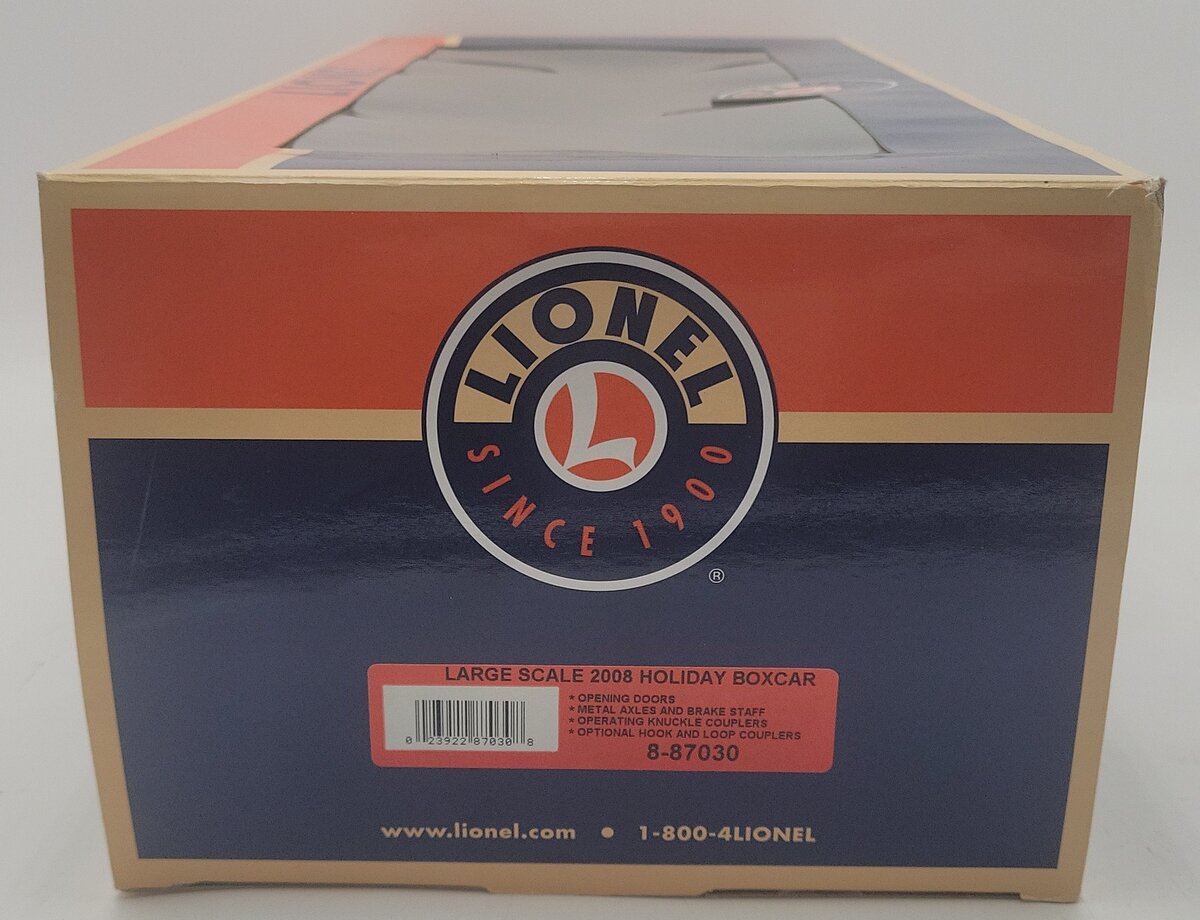 Lionel 8-87030 G Scale 2008 Christmas Boxcar EX/Box