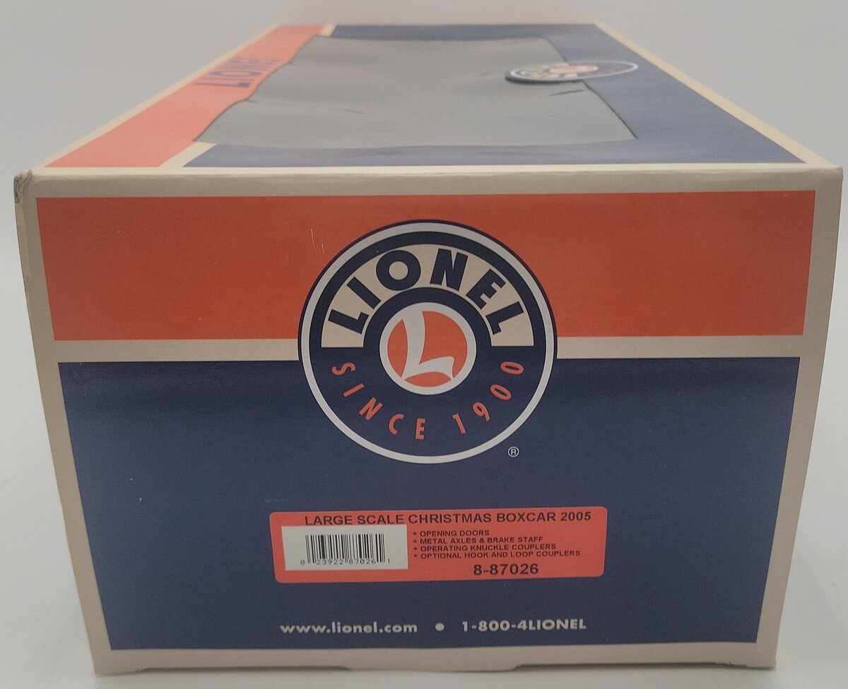 Lionel 8-87026 G Scale 2005 Christmas Boxcar EX/Box