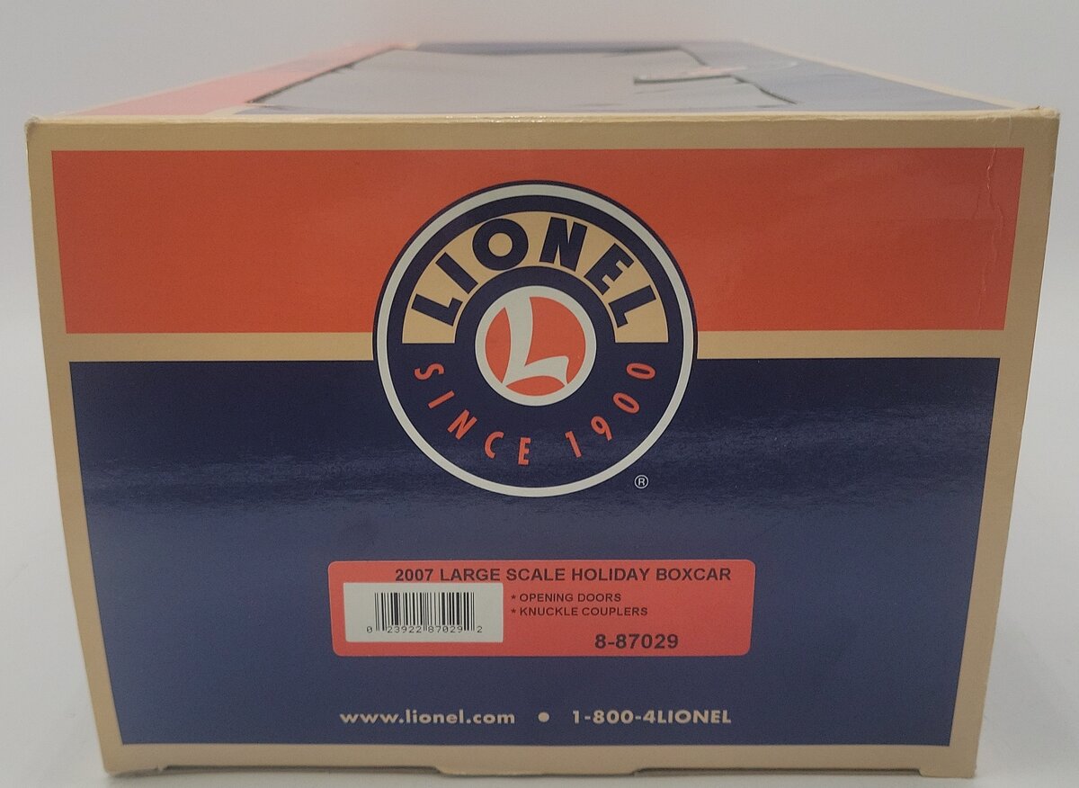 Lionel 8-87029 G Scale 2007 Christmas Boxcar EX/Box