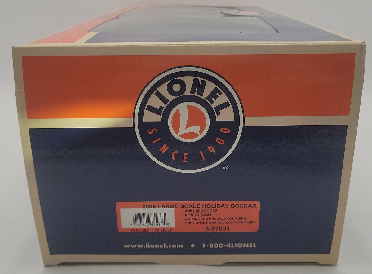 Lionel 8-87031 G Scale 2009 Christmas Boxcar EX/Box