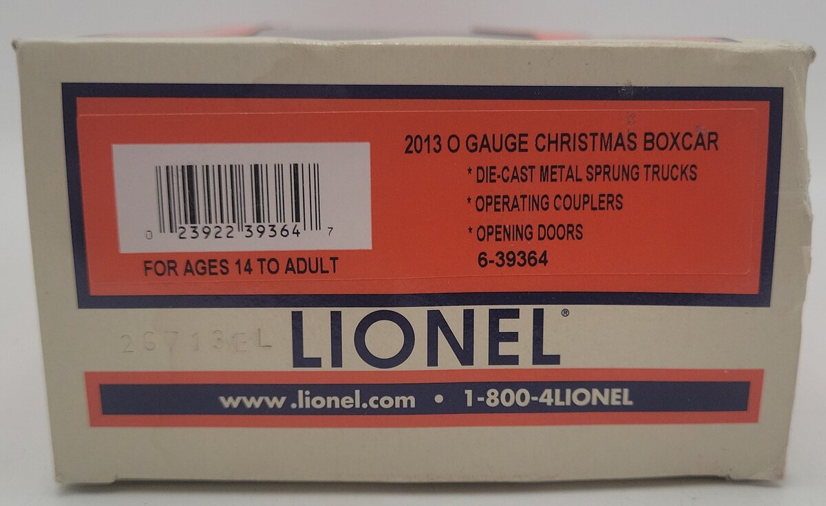 Lionel 6-39364 O Gauge 2013 Christmas Boxcar EX/Box