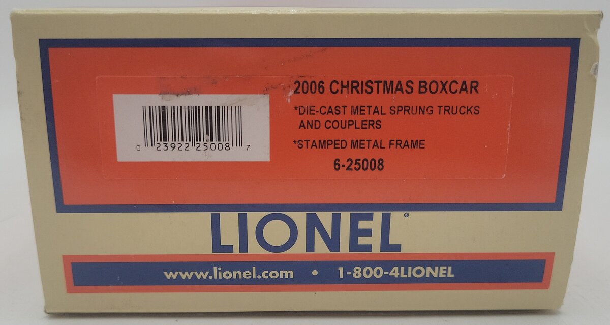 Lionel 6-25008 O Gauge 2006 Christmas Boxcar LN/Box