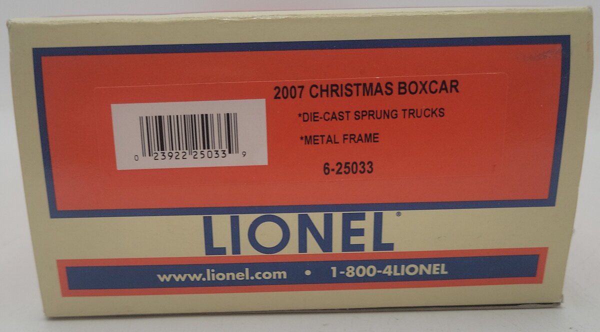 Lionel 6-25033 O Gauge 2007 Christmas Boxcar EX/Box